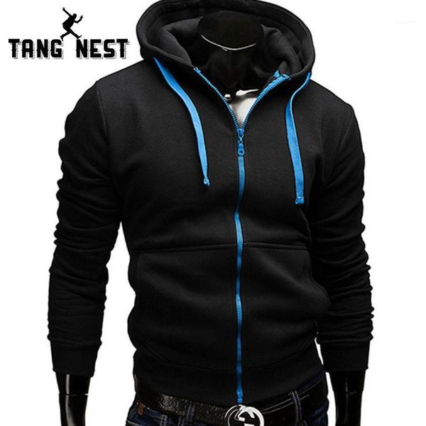 

tangnest men's hooded zipper 2017 spring selling sweatshirts hooded casual fashion solid typical homme hoodie mww8821, Black