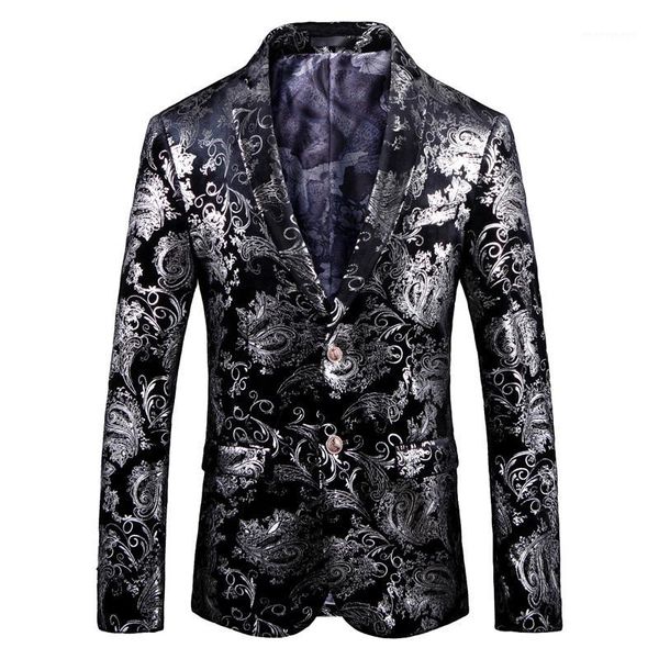 

mogu 2019 spring new cotton men's blazers large size m to 5xl comfortable silver print casual fashion blazer1, White;black