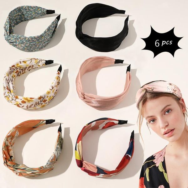

6pcs/lot vintage floral print head bands set for ladies summer hairbands hair accessories hair bands for beach