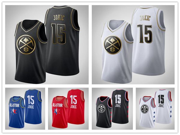 

дент самородки никола jokic мужчины all-star golden edition баскетбол джерси, Black