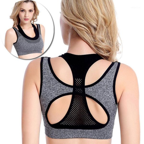 

fake two pieces shockproof sports bra for running yoga fitness 19ing1, White;black