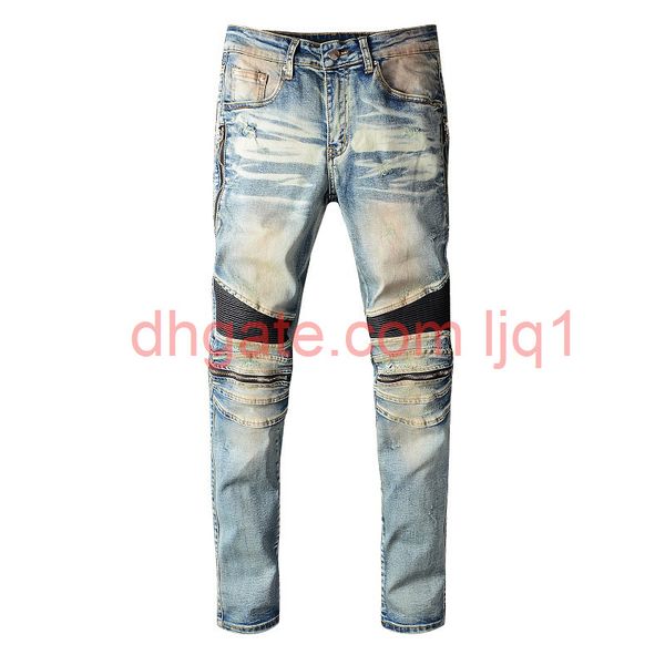 

mens stylist jeans men women hip hop motorcycle biker ripped jeans casual mens skinny jeans denim pants size 28-40, Blue