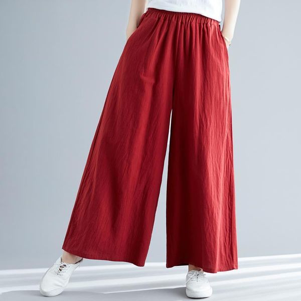 

new women cotton linen pants,plus size 5xl 6xl 7xl loose casual wide leg pants,large size trousers black white red khaki