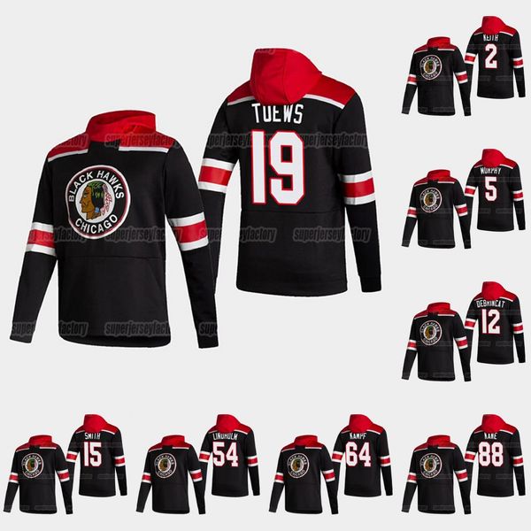 

youth chicago blackhawks 2021 reverse retro patrick jonathan toews patrick kane alex debrincat connor murphy duncan keith kirby dach hoodie, Black;red