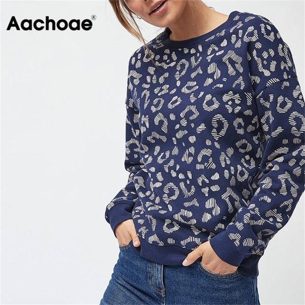 

aachoae autumn hoodies women o neck printed sweatshirt casual long sleeve pullover sweatshirts ladies leisure hoodie tunic 201216, Black