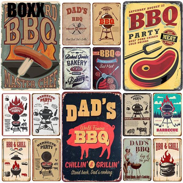 

bbq grill plaque metal vintage tin sign pin up shabby chic decor metal signs vintage bar decoration metal poster pub room decor plate