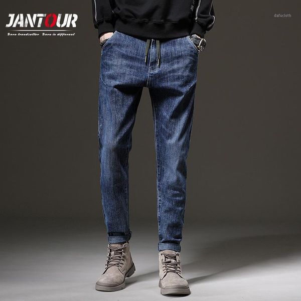 

autumn winter thicken men jeans casual vintage jeans classic bule black high elasticity man trousers work pants big size 28-381, Blue