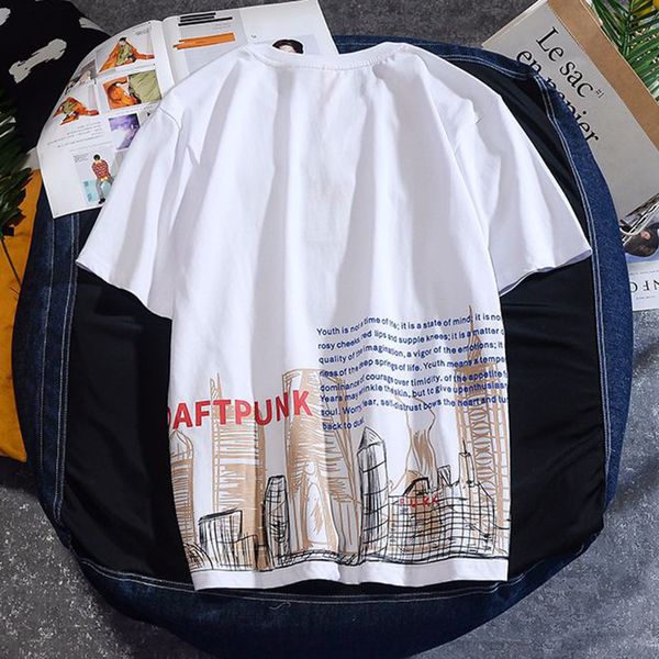 

brand mens solid t-shirts summer casual men's short sleeve tee shirts loose round neck printing t shirt kg-253, White;black