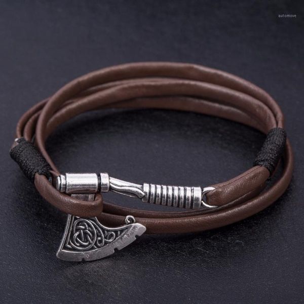 

dawapara slavic perun men leather bangle bracelets selling axe wrap bracelet leather accessories men jewelry1, Golden;silver