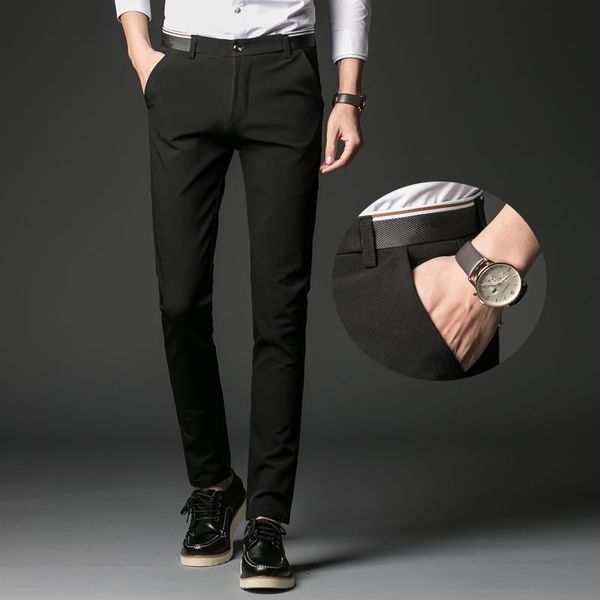 

2020 new fashion casual&business suit pants mens fit slim trousers solid wedding dress pants, White;black