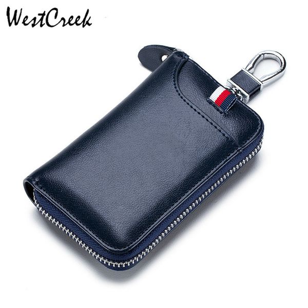 

genuine leather men car key wallet fashion brand women multifunction keys organizer coin purse bag ladies housekeeper key holder c1115, Red;blue