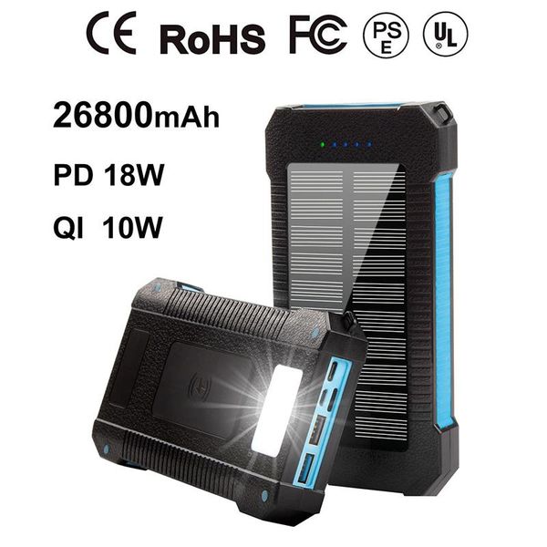 

camping lamp f5 solar power charger mobile power fast charging wireless charger 30000mah