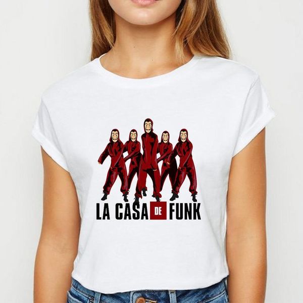 

la casa de papel tshirt loose streetwear dance graphic spring summer t shirt harajuku women style o-neck t-shirt, White