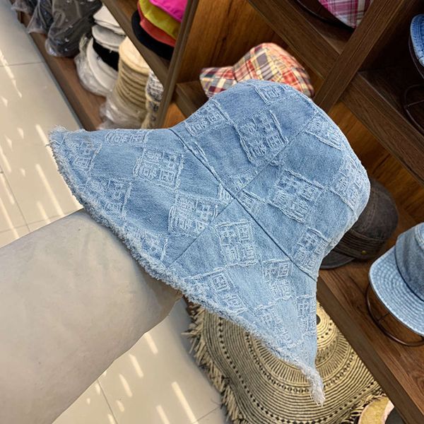 

made in china washable denim double sided fisherman's hat, Blue;gray