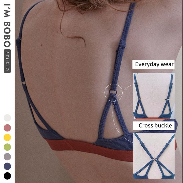 

gumprun french style bralette seamless deep v cotton bras for women wireless push up bra thin soft underwear lingerie lj201204, Red;black