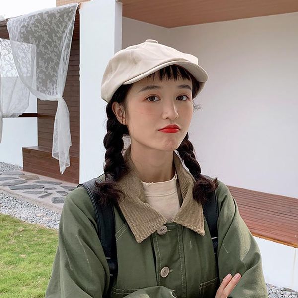 

berets style spring autumn cotton celebrity classic casual fashion painter ease match street trend elastic visor beret cap, Blue;gray