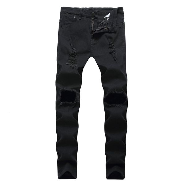 

high street kanye west hole beggar jeans stretch slim leggings men's pants, Blue