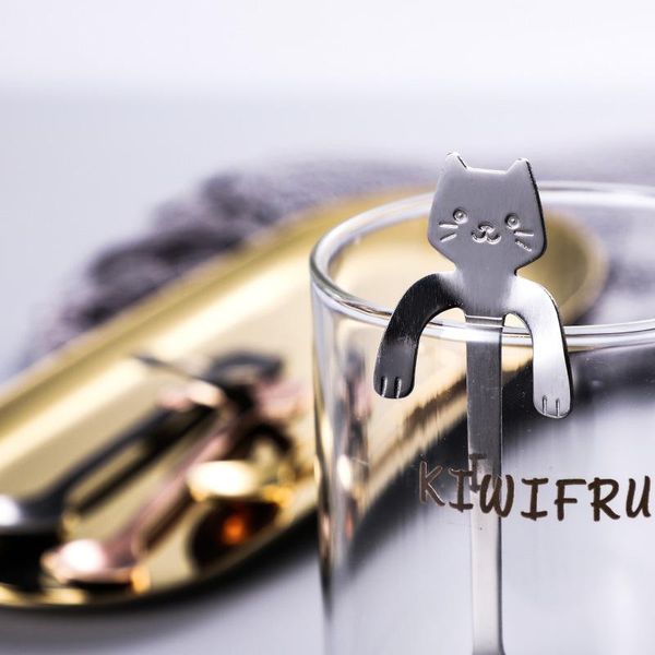 

7 5pcs spoons stainless steel guitar note meow rose dining table spoons teaspoon tableware new year decoration kitchen supplies h sqculm
