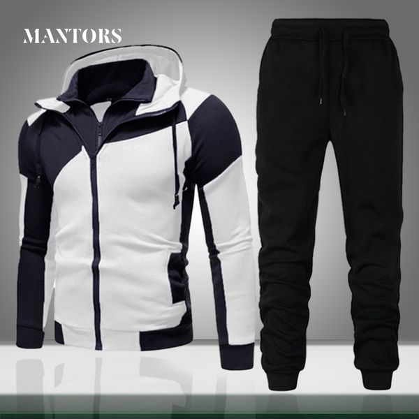 

men tracksuit zipper new autumn mens casual sets jackets+pants two pieces sets male sportswear sweat suit brand clothing 201114, Gray