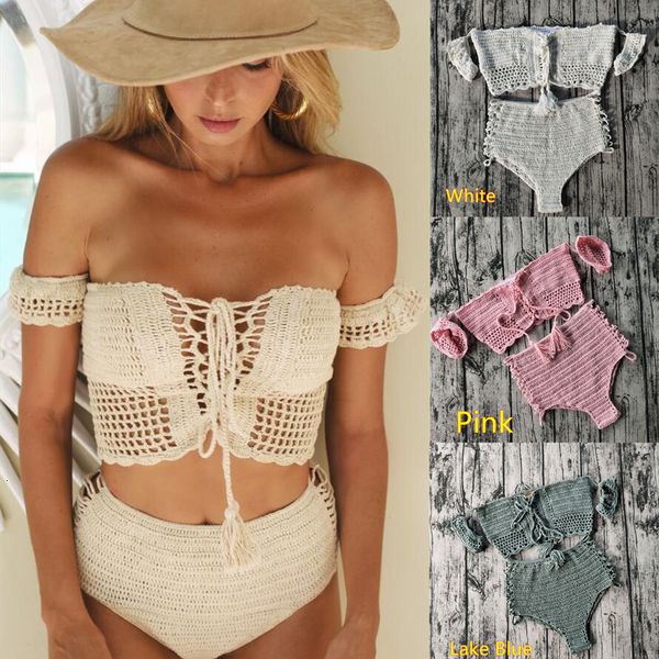 

2021 hand crocheted bikini swimsuit bandage bathing suits pad