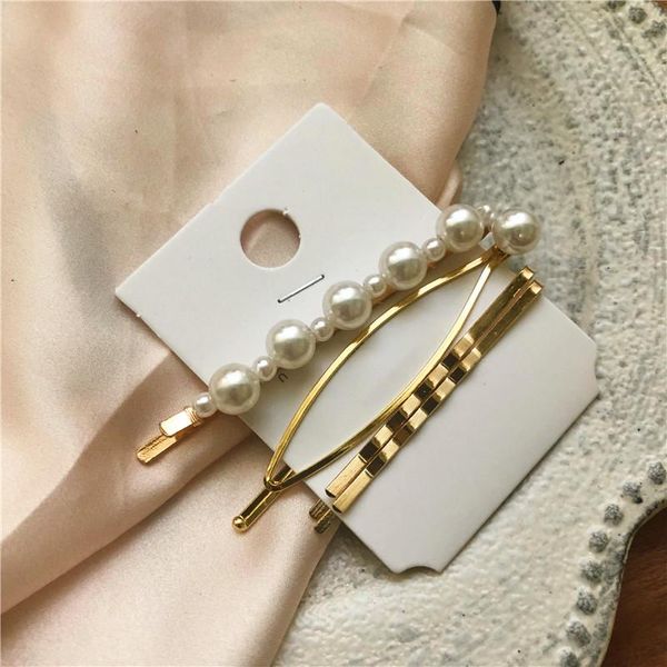 

aomu 1set korea мода минималистский металлический имитация жемчужина для волос для волос для женщин золотые цветные аксессуары для волос под, Golden;white