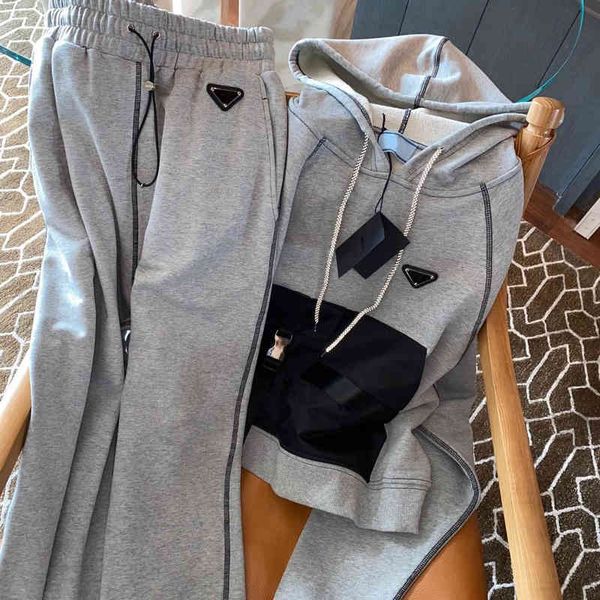 

women's tracksuits tracksuits fall winter sportswear designer two piece set fashion with inverted triangle letter tracksuit size s-l xt, Gray