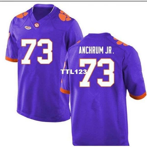 

3421 clemson tigers tremayne anchrum jr. #73 real full embroidery college jersey size s-4xl or custom any name or number jersey, Black
