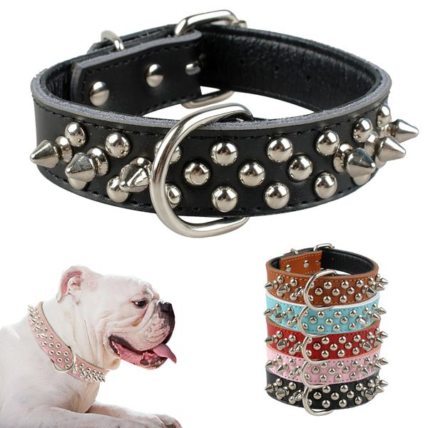 

adjustable leather collar rivet, durable thorn small and medium dog collar, matador black sml