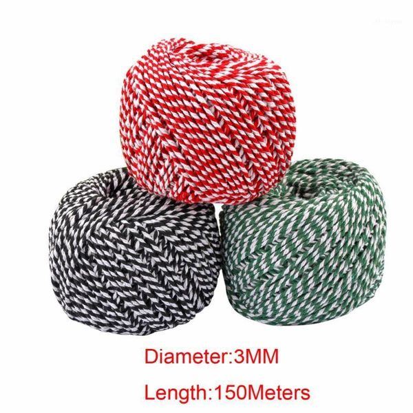 

twine string 150meters/roll 3mm cotton cords rope for home handmade christmas gift packing craft projects diy1, Black;white