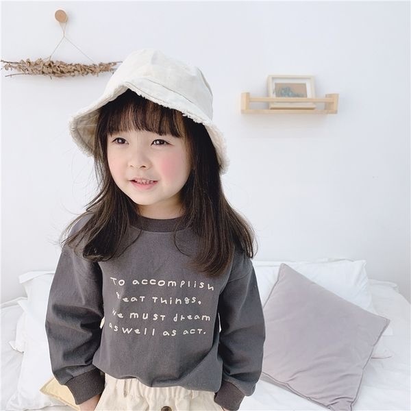 

boys girls cotton casual long sleeve sweatshirts kids all-match letters printed clothes 1-6y 201127, Black