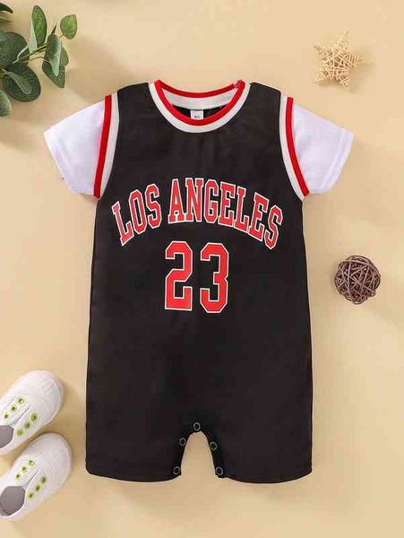 

baby letter graphic colorblock striped trim romper she, Blue