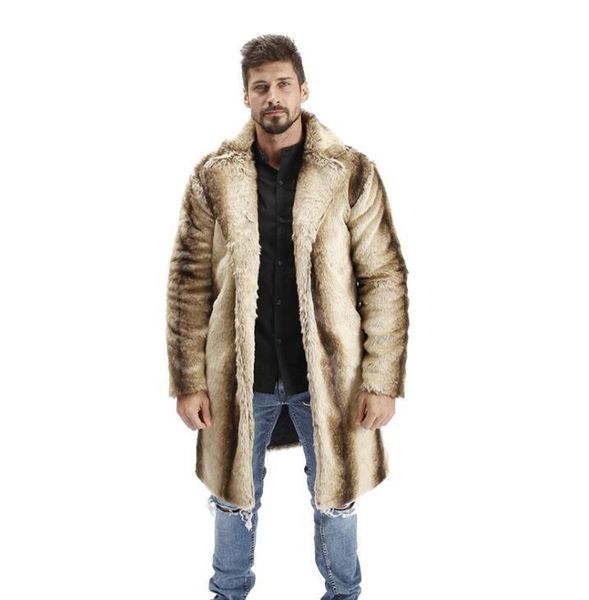 

autumn faux mink leather jacket mens clothes winter thicken warm gradient stripes fur leather coat men slim jackets fashion, Black