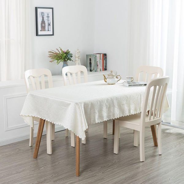 

polyester white round jacquard wedding table cloth