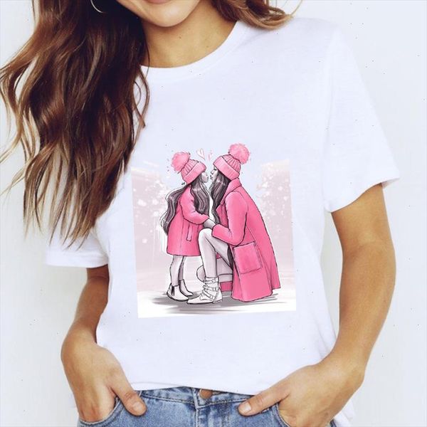 

t shirts for women cartoon winter warm mom momlife love mama clothing print lady graphic t shirt ladies female tee shirt, White