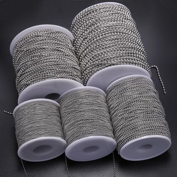 

5m/lot 1.2/1.5/2.0/2.5/3.0/3.2mm beaded ball stainless steel bulk ball bead chains for diy necklaces jewelry making accessories wmtfnf