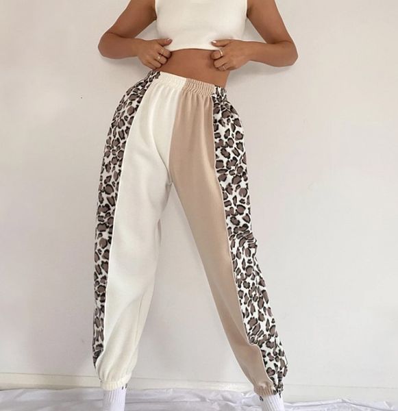 

da 2347 2021 multicolor stitching loose-fitting casual pants, White;black