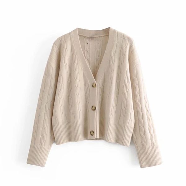 

2021 new cable knit women winter v neck long sleeve cropped cardigan knitted ladies button casual sweater i3ea, White;black