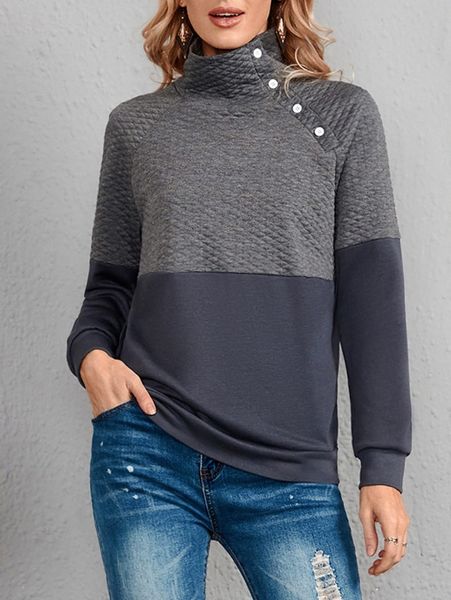 

emery rose two tone high neck raglan sleeve sweatshirt p82a#, White;black