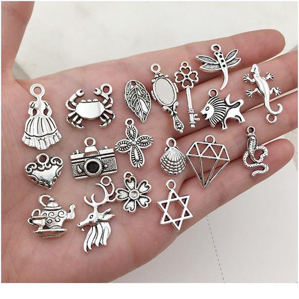 

vintage silver mixed 10/20pcs metal animal birds charms beads diy for pendant neacklace bracelet clips jewelry making jllird