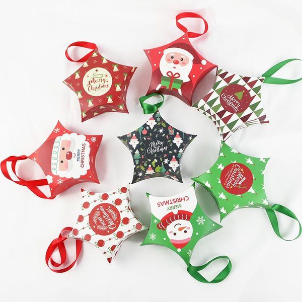 

5pcs christmas gift box five-pointed star santa claus candy boxes for birthday party decor new year xmas favor packages supplies1