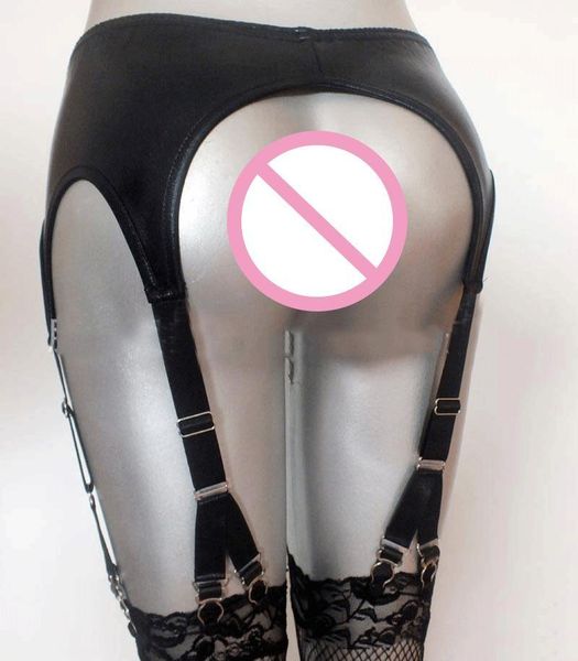 

wholesale-2017 new black metal clips garter,gothic harajuku style faux leather garters lingerie y hook latex fetish garter belt1, Black;white