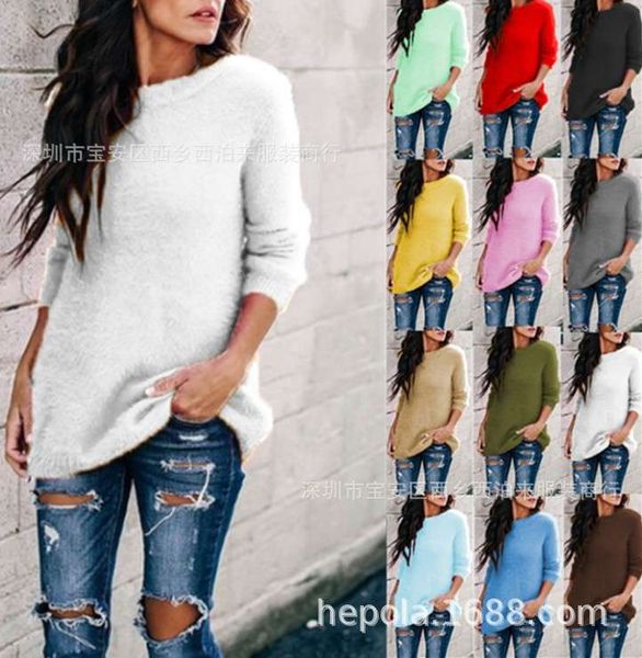 

t136-2019 autumn new knitwear splicing pullover sweater for women, White;black