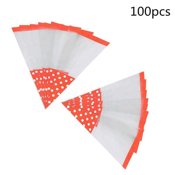 

100pcs triangle candy bag self adhesive plastic cookies bag transparent food bag creative candy storage pouch packaging wm