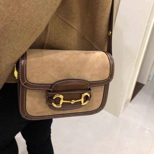 

fashion brand new genuine leather frosted suede underarm women's horse clasp saddle single shoulder messenger bag