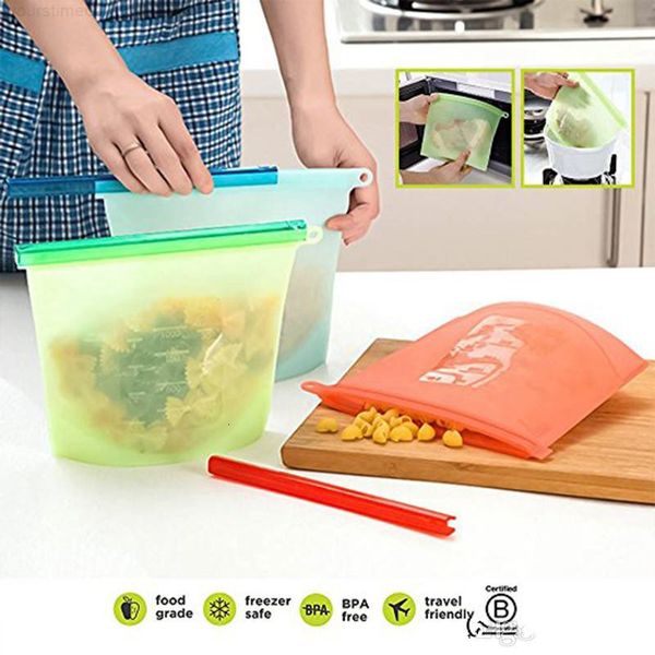 

reusable silicone preservation airtight seal food storage container versatile cooking bag dhl ing