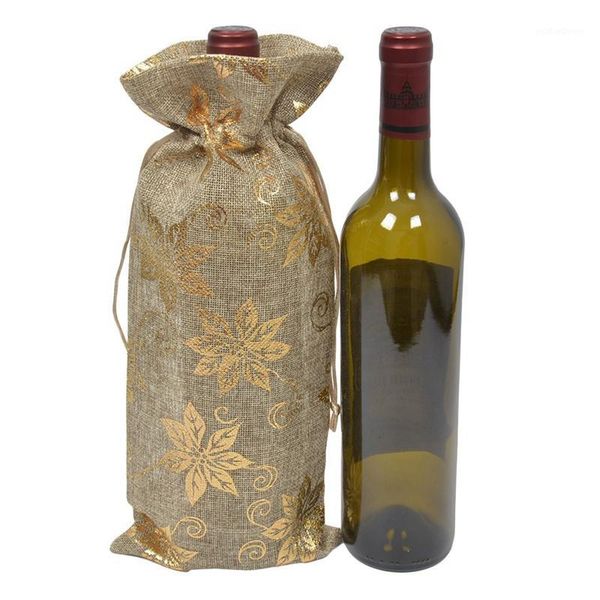 

gift wrap jute wine bag reusable lunch bottle bags textile foldable wrapping drawstring party table decor1