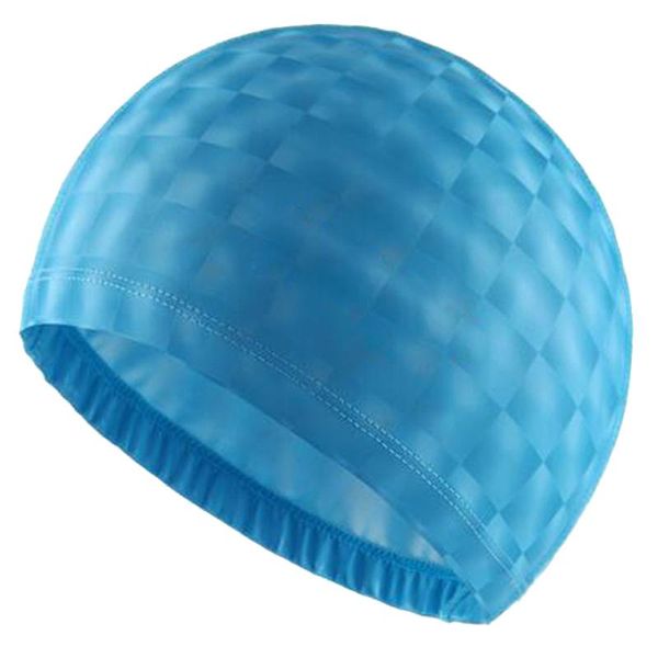 crystal water cube grids pu покрытие ткани водонепроницаемая уха длинные защитные волосы плавать бассейн плавательная вода колпачки шляпа дл