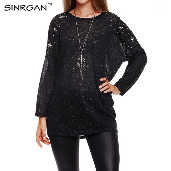 

sinrgan autumn winter longsleeve streetwear women o-neck black loose style star river t-shirt female clothes sweatshirt1, White