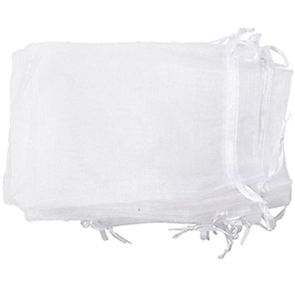 

set of 25 large organza bags white - pockets - drawstring cord for wedding, jewelry, gifts, 11cm x 16cm, Pink;blue