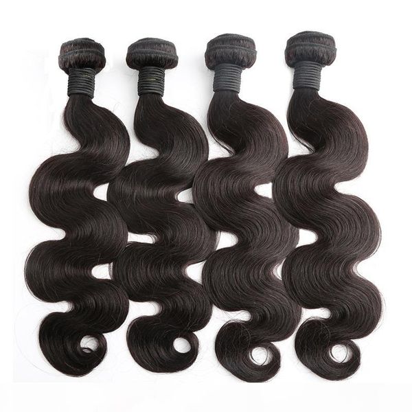 

greatremy 100% indian hair extensions unprocessed human 8"-30" hair weft weave brazilian peruvian body wave natural color virgin h, Black